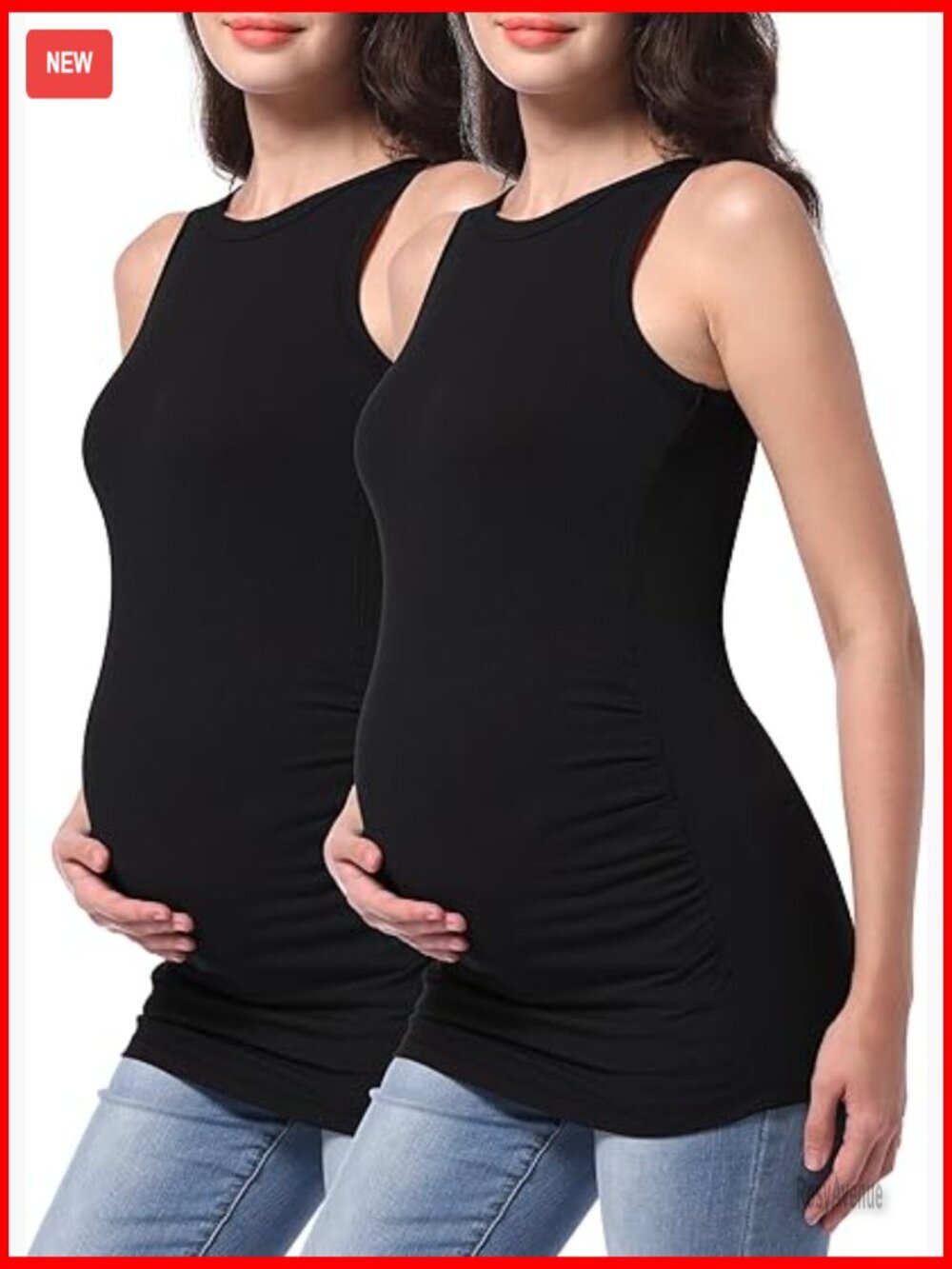 Maternity Tank Top Sleeveless Racerback High Neck Ribbed Fitted Cami Shirt